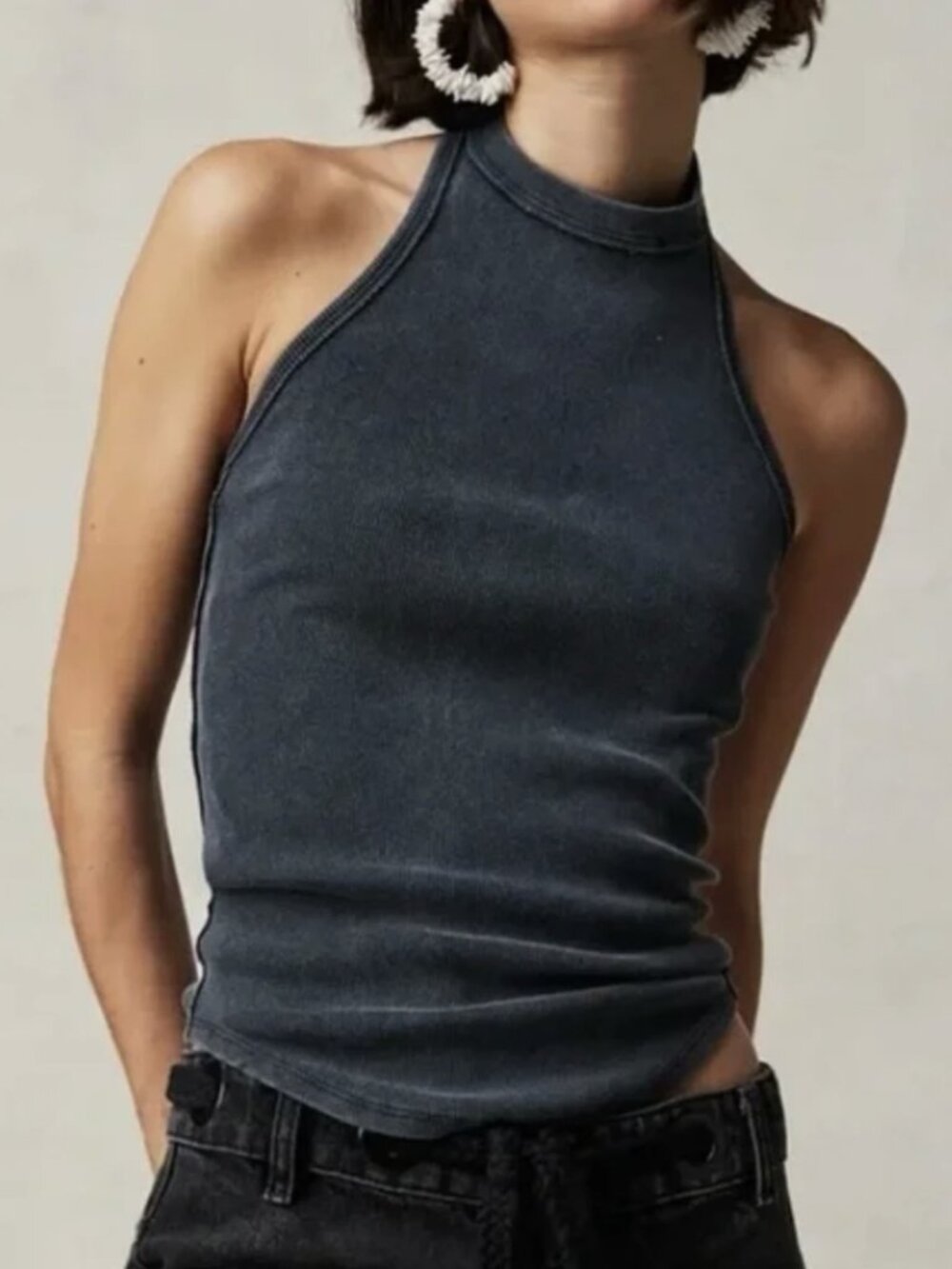 Free People We The Free Black Break The Web Halter Top